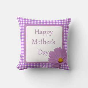 Cojín Decorativo Purple Gingham Día de la Madre Cushion