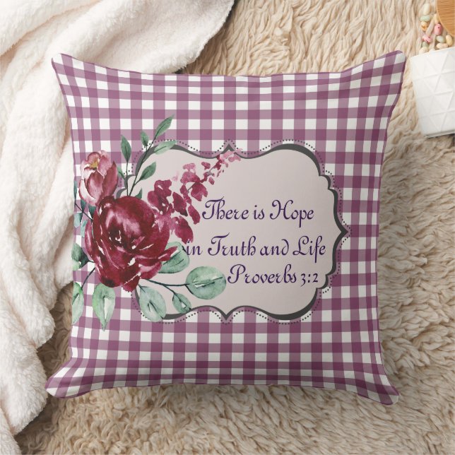Cojín Decorativo Purple Gingham Floral Allí está Hope Pillow (Manta)