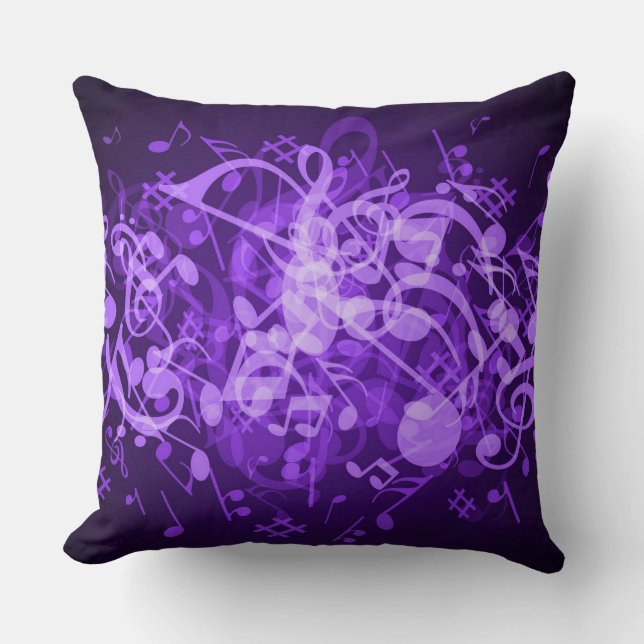 Cojín decorativo Purple Glow Music Notes (Anverso)