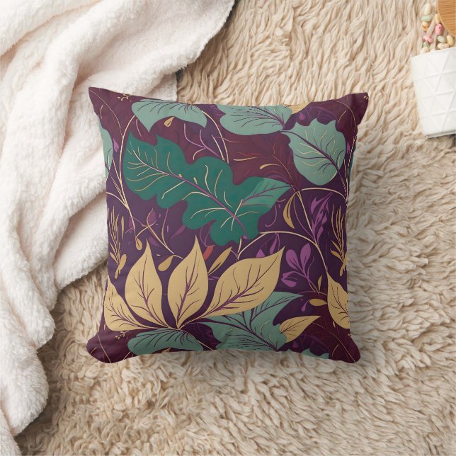 Cojín Decorativo Purple Graceful Modern Leaf Print (Manta)