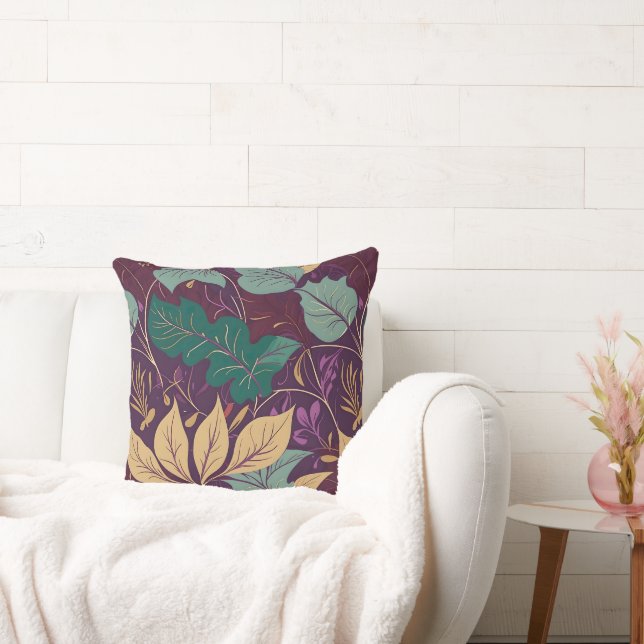 Cojín Decorativo Purple Graceful Modern Leaf Print (Sofá)