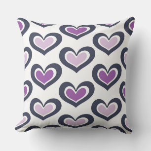 COJÍN DECORATIVO PURPLE GRY WHITE LOVE HEARTS HUGS KISSES