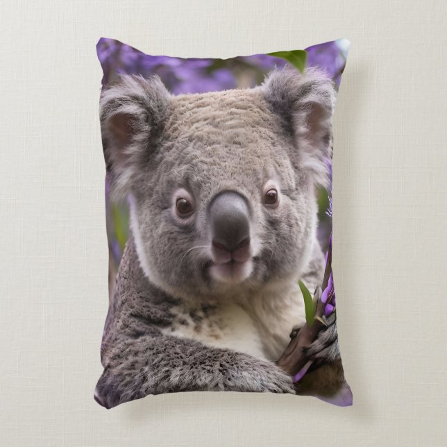 Cojín Decorativo Purple Jacaranda Koala Bear, (Frente (Vertical))