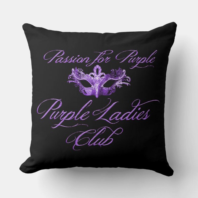 Cojín Decorativo Purple Ladies Club Passion For Purple Black Pillow (Anverso)