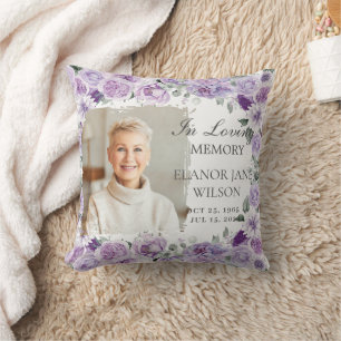 Cojín Decorativo Purple Lilac Floral Picture Funeral Keepsake