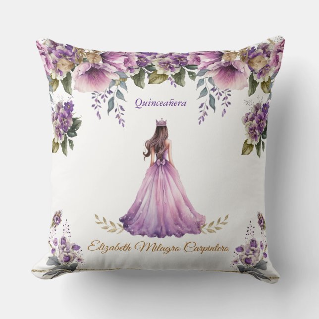 Cojín Decorativo Purple Lilac Quinceañera Pillow (Anverso)