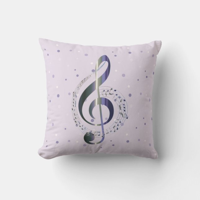 Cojín Decorativo Purple Treble Clef Music (Anverso)