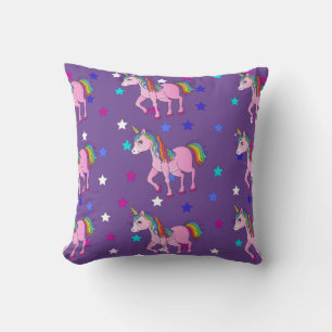 Cojín decorativo Purple Unicornios y Star Print