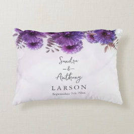 Cojín Decorativo Purple Watercolor Chrysanthemum Wedding