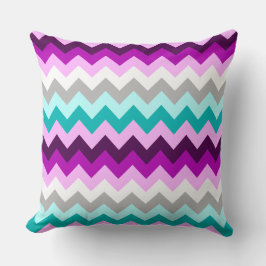 Cojín Decorativo Purple White Teal Chevrons Big Throw Pillow
