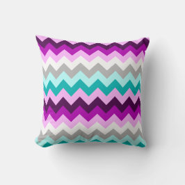 Cojín Decorativo Purple White Teal Chevrons Throw Pillow