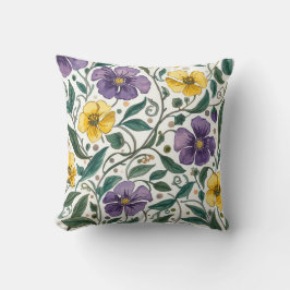 Cojín Decorativo Purple Yellow Flowers Pattern, Modern,Elegant