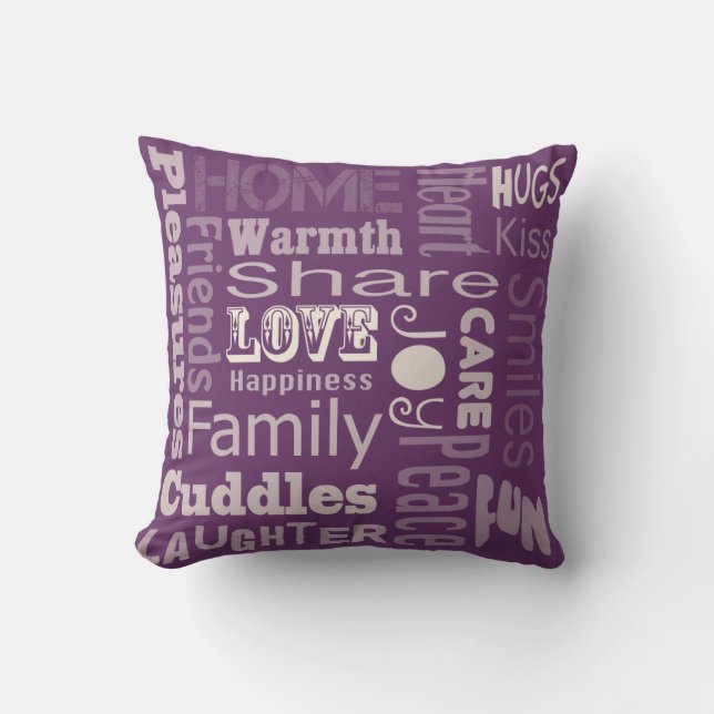 Cojín Decorativo Púrpura - amor, alegría y felicidad (Anverso)