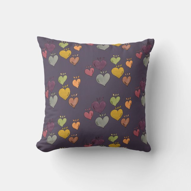 Cojín Decorativo Púrpura con corazón (Anverso)