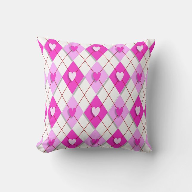 Cojín Decorativo Púrpura Corazón Argyle Pillow (Anverso)
