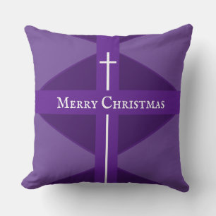 Cojín decorativo púrpura cristiano navidad