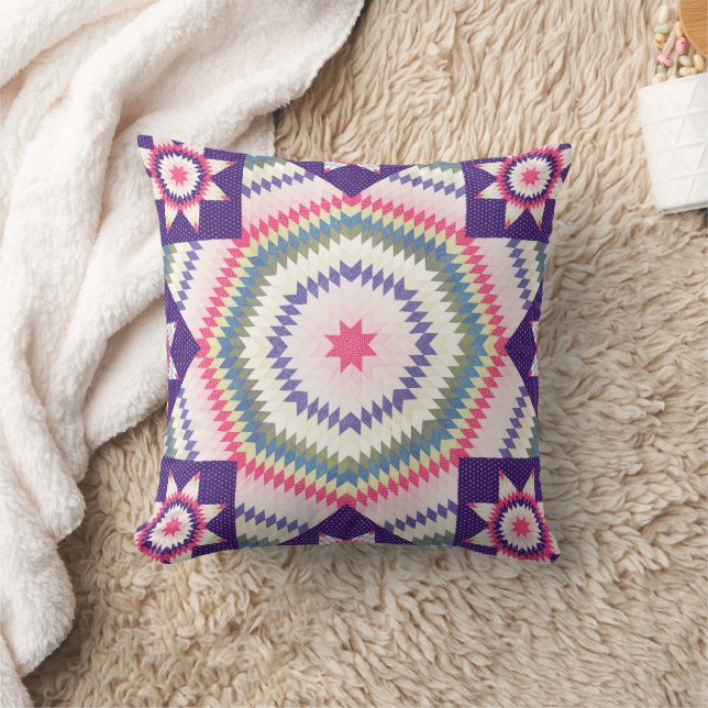 Cojín decorativo púrpura cuadrado de Star Quilt St (Manta)