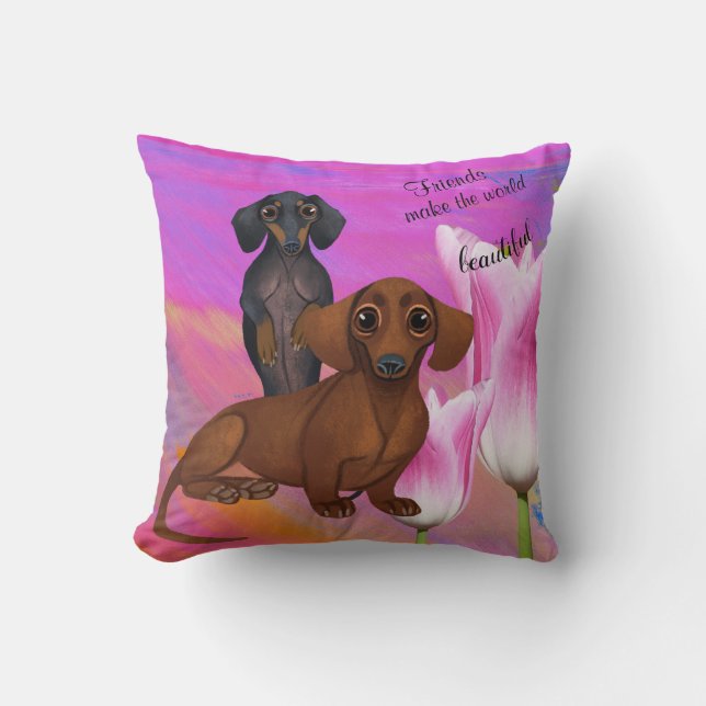 Cojín Decorativo Púrpura Dachshund Amigo Pillow (Anverso)