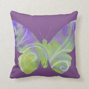 Cojín decorativo púrpura de la mariposa