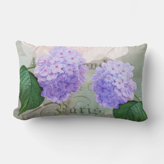 Cojín decorativo púrpura del Lumbar del Hydrangea (Anverso)