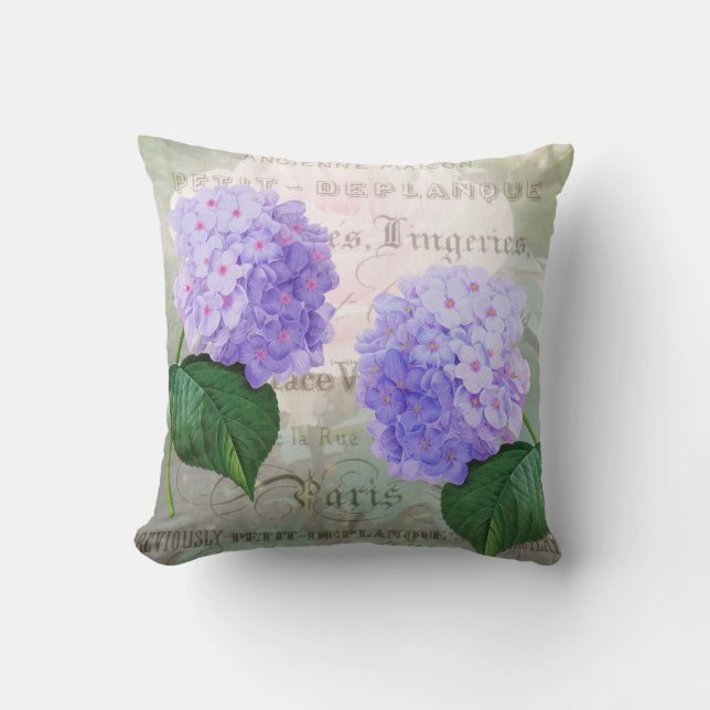 Cojín decorativo púrpura del Lumbar del Hydrangea (Anverso)