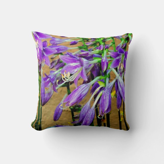 Cojín Decorativo Púrpura Hosta Flor Jardín Pillow (Anverso)