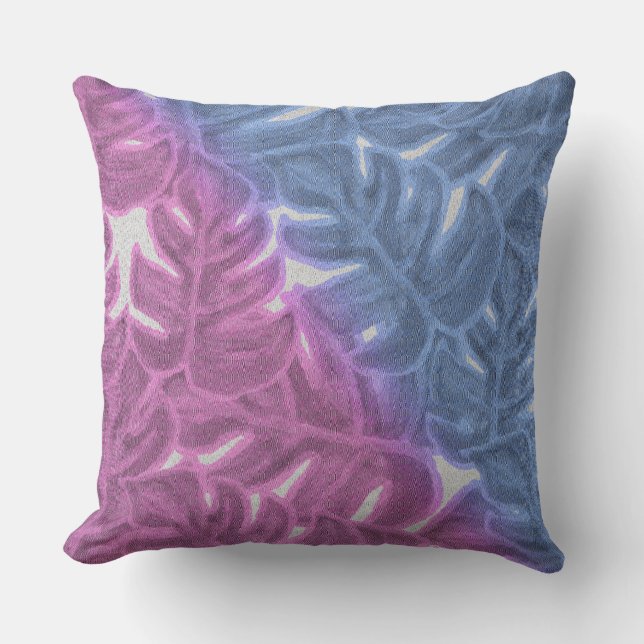 Cojín Decorativo Púrpura lavanda azul rosa Palm tropical (Anverso)