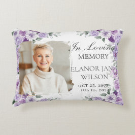 Cojín Decorativo Púrpura Lilac Floral Photo Memorial Keepsake