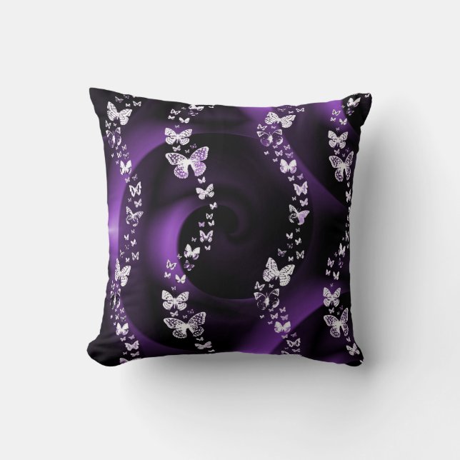 Cojín Decorativo Púrpura Mariposa (Anverso)