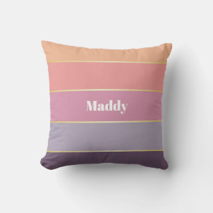 Cojín Decorativo Púrpura Personalizado Oro Rosado Bandas de color d