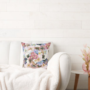 Cojín Decorativo Púrpura Pinta Blanco Pansias Vintage
