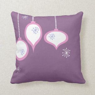 Cojín decorativo púrpura retro del navidad de lo