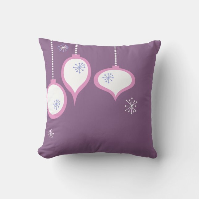 Cojín decorativo púrpura retro del navidad de los (Anverso)