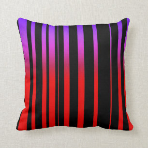 Cojín Decorativo Púrpura roja brillante y rayas negras