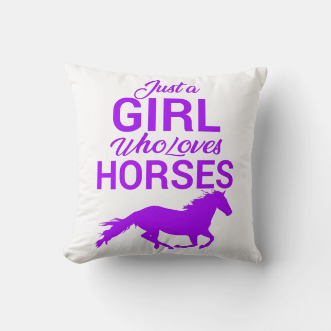 Cojín Decorativo Púrpura Sólo Un Chica Que Ama Los Caballos (Anverso)