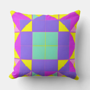 Cojín Decorativo Púrpura Turquesa Amarillo Geométrico Abstracto Col
