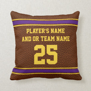 Cojín Decorativo Púrpura y dorada: tu nombre, número
