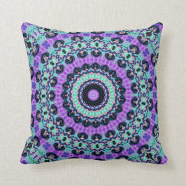 Cojín Decorativo Púrpura y mandala de la turquesa