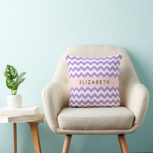 Cojín Decorativo Púrpura Zigzag, Púrpura Chevron, Tu Nombre