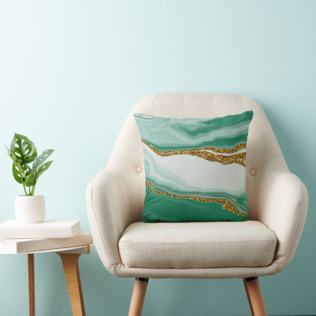 Cojín Decorativo Purpurina abstracto verde moderno (Silla)