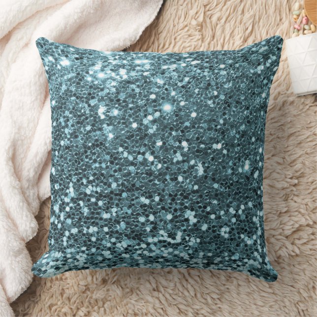 Cojín decorativo Purpurina Aqua Faux Sequin (Manta)