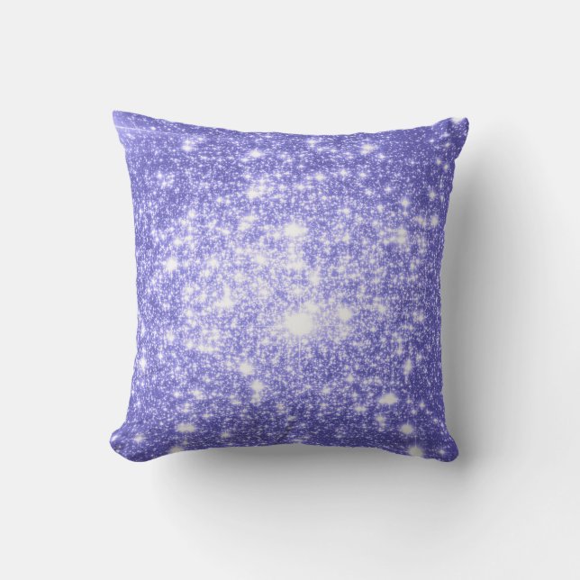 Cojín Decorativo Purpurina Astral de la Lavanda Periwinkle (Anverso)
