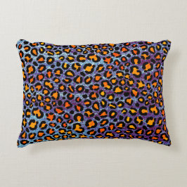 Cojín Decorativo Purpurina Azul Patrón Leopardo Impresión de chita