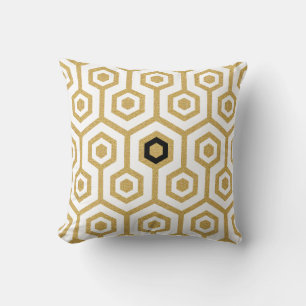 Cojín Decorativo Purpurina blanco y dorado del patrón Octagon mode