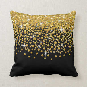 Cojín Decorativo Purpurina Confetti  negro dorado
