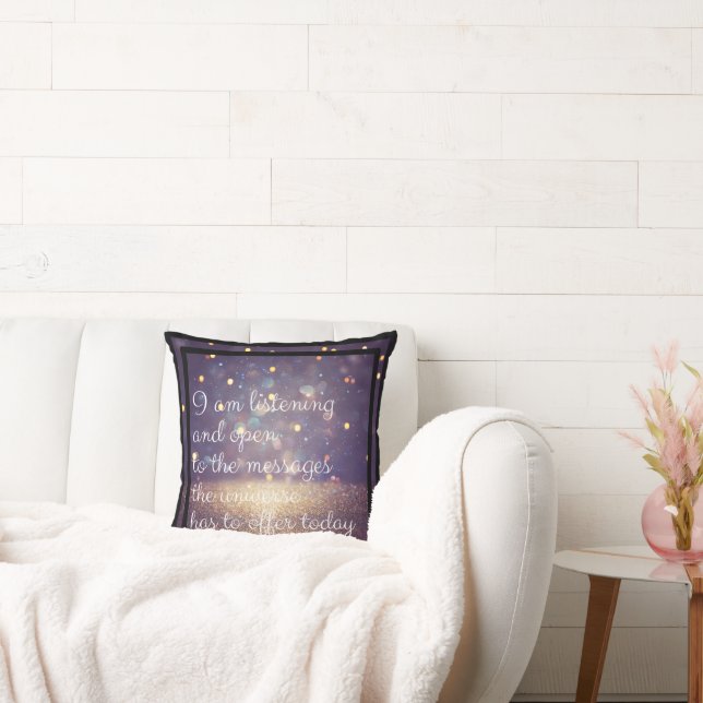 Cojín Decorativo Purpurina de Afirmación Positiva Morado/Oro (Sofá)