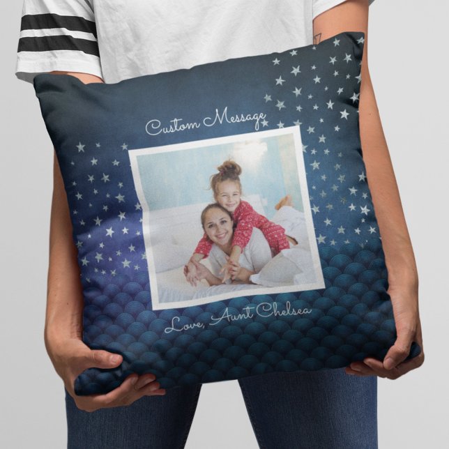 Cojín Decorativo Purpurina de fotografía de la tía Niece Chica abur (Niece Aunt Photo Glitter Stars Cute Girl Throw Pillow
)