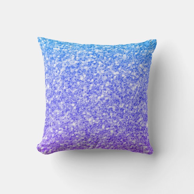 Cojín Decorativo Purpurina De Gradiente Púrpura Y Azul (Anverso)