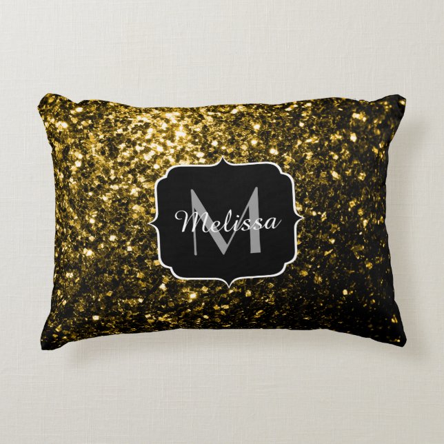 Cojín Decorativo Purpurina de imitación amarillo oscuro chispas Mon (Anverso)