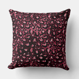 Cojín Decorativo Purpurina de impresión de leopardo de Borgoña